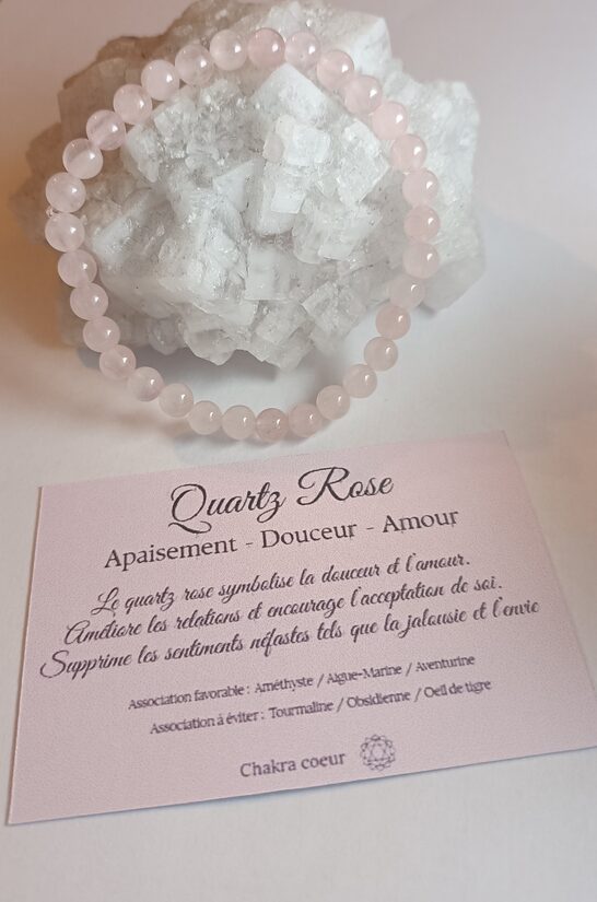 Bracelet - Quartz rose 6 mm