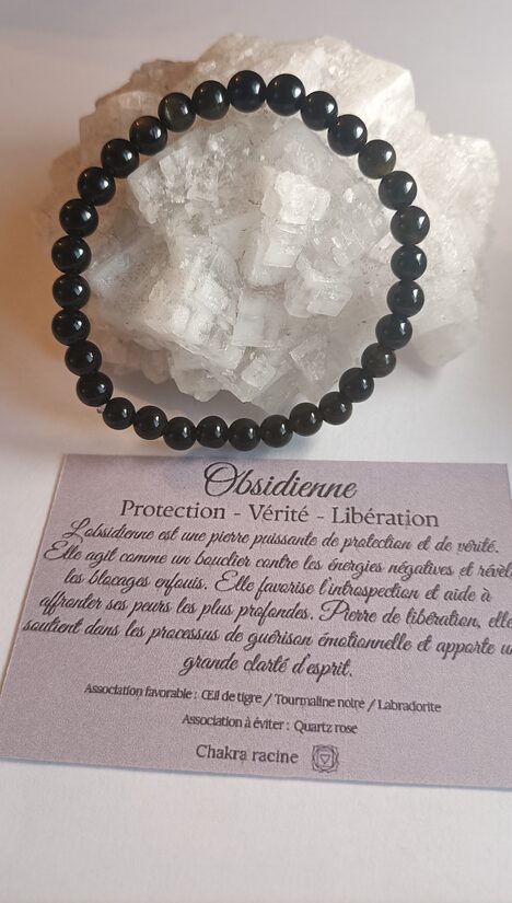 Bracelet -  Obsidienne 6 mm