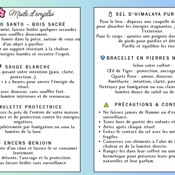 Mode d'emploi rituel de purification